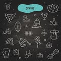 Hand drawn line style icons of Sport Royalty Free Stock Photo